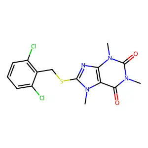8-[(2,6-Dichlorophenyl)methylsulfanyl]-1,3,7-trimethylpurine-2,6-dione structure