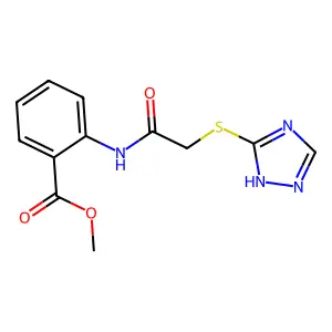 methyl 2-[[2-(1H-1,2,4-triazol-5-ylsulfanyl)acetyl]amino]benzoate structure
