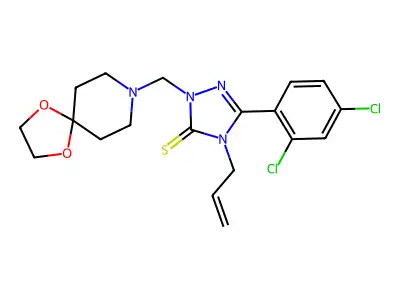 5-(2,4-dichlorophenyl)-2-(1,4-dioxa-8-azaspiro[4.5]decan-8-ylmethyl)-4-prop-2-enyl-1,2,4-triazole-3-thione structure