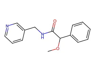 2-methoxy-2-phenyl-N-(pyridin-3-ylmethyl)acetamide structure