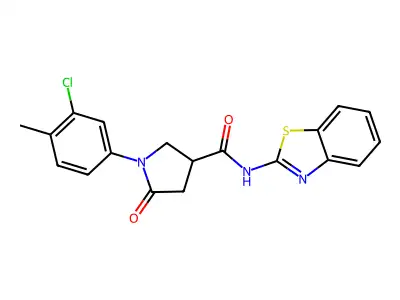 N-(1,3-benzothiazol-2-yl)-1-(3-chloro-4-methylphenyl)-5-oxopyrrolidine-3-carboxamide structure