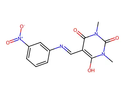 1,3-Dimethyl-5-[(3-nitroanilino)methylidene]-1,3-diazinane-2,4,6-trione structure