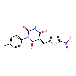 (5Z)-1-(4-methylphenyl)-5-[(5-nitrothiophen-2-yl)methylidene]-1,3-diazinane-2,4,6-trione structure