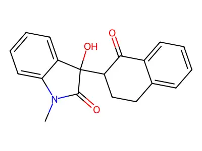 3-hydroxy-1-methyl-3-(1-oxo-1,2,3,4-tetrahydronaphthalen-2-yl)-1,3-dihydro-2H-indol-2-one structure