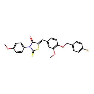 (5Z)-5-{4-[(4-bromobenzyl)oxy]-3-methoxybenzylidene}-3-(4-methoxyphenyl)-2-thioxo-1,3-thiazolidin-4-one structure