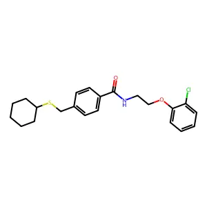 N-(2-(2-Chlorophenoxy)ethyl)-4-((cyclohexylthio)methyl)benzamide structure