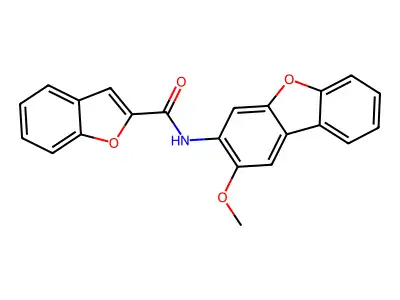 N-(2-methoxydibenzofuran-3-yl)-1-benzofuran-2-carboxamide structure