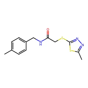 N-[(4-methylphenyl)methyl]-2-[(5-methyl-1,3,4-thiadiazol-2-yl)sulfanyl]acetamide structure