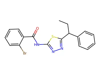 2-bromo-N-[5-(1-phenylpropyl)-1,3,4-thiadiazol-2-yl]benzamide structure