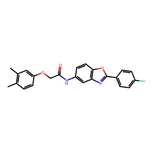 2-(3,4-dimethylphenoxy)-N-[2-(4-fluorophenyl)-1,3-benzoxazol-5-yl]acetamide structure