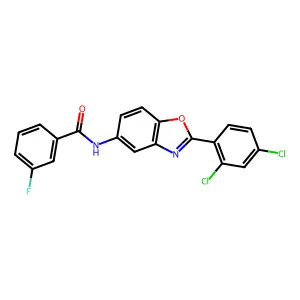 N-[2-(2,4-dichlorophenyl)-1,3-benzoxazol-5-yl]-3-fluorobenzamide structure