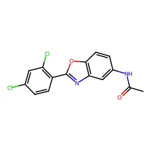 N-[2-(2,4-dichlorophenyl)-1,3-benzoxazol-5-yl]acetamide structure