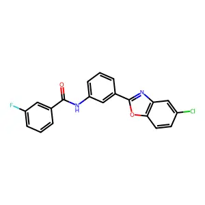 N-[3-(5-chloro-1,3-benzoxazol-2-yl)phenyl]-3-fluorobenzamide structure