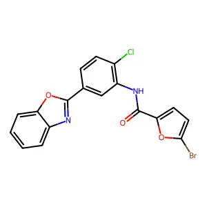 N-[5-(1,3-benzoxazol-2-yl)-2-chlorophenyl]-5-bromofuran-2-carboxamide structure