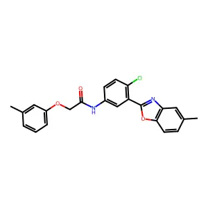 N-[4-chloro-3-(5-methyl-1,3-benzoxazol-2-yl)phenyl]-2-(3-methylphenoxy)acetamide structure