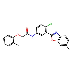 N-[4-chloro-3-(6-methyl-1,3-benzoxazol-2-yl)phenyl]-2-(2-methylphenoxy)acetamide structure