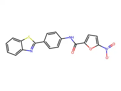 N-[4-(1,3-benzothiazol-2-yl)phenyl]-5-nitrofuran-2-carboxamide structure