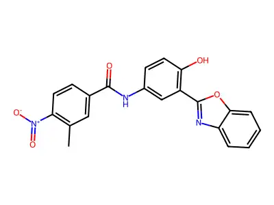 N-[3-(1,3-benzoxazol-2-yl)-4-hydroxyphenyl]-3-methyl-4-nitrobenzamide structure