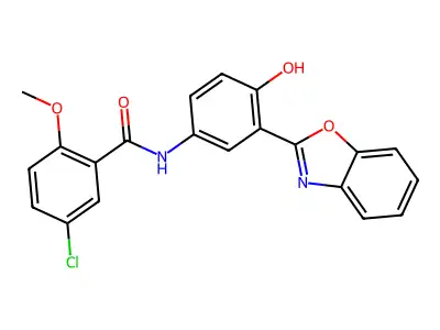 N-[3-(1,3-benzoxazol-2-yl)-4-hydroxyphenyl]-5-chloro-2-methoxybenzamide structure