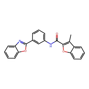 N-[3-(1,3-benzoxazol-2-yl)phenyl]-3-methyl-1-benzofuran-2-carboxamide structure