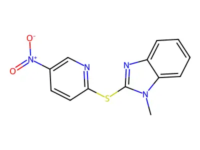 2-(1-Methylbenzimidazol-2-ylthio)-5-nitropyridine structure
