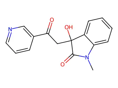 3-Hydroxy-1-methyl-3-(2-oxo-2-pyridin-3-ylethyl)indol-2-one structure
