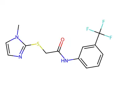 2-(1-methylimidazol-2-yl)sulfanyl-N-[3-(trifluoromethyl)phenyl]acetamide structure