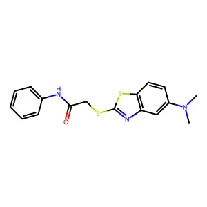 2-[[5-(dimethylamino)-1,3-benzothiazol-2-yl]sulfanyl]-N-phenylacetamide structure