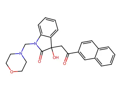 3-Hydroxy-1-(morpholin-4-ylmethyl)-3-(2-naphthalen-2-yl-2-oxoethyl)indol-2-one structure