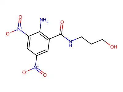 2-amino-N-(3-hydroxypropyl)-3,5-dinitrobenzamide structure