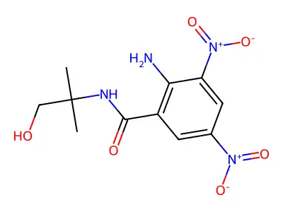 2-amino-N-(1-hydroxy-2-methylpropan-2-yl)-3,5-dinitrobenzamide structure