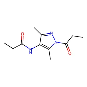 N-[3,5-dimethyl-1-(1-oxopropyl)-4-pyrazolyl]propanamide structure