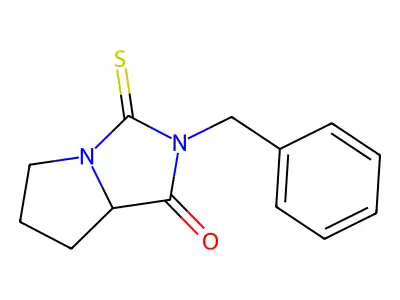 2-benzyl-3-thioxohexahydro-1H-pyrrolo[1,2-c]imidazol-1-one structure