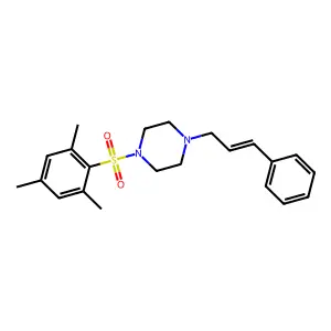 1-[(E)-3-phenylprop-2-enyl]-4-(2,4,6-trimethylphenyl)sulfonylpiperazine structure