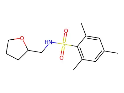2,4,6-trimethyl-N-(tetrahydrofuran-2-ylmethyl)benzenesulfonamide structure