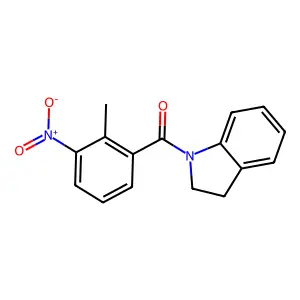 2,3-Dihydroindol-1-yl-(2-methyl-3-nitrophenyl)methanone structure