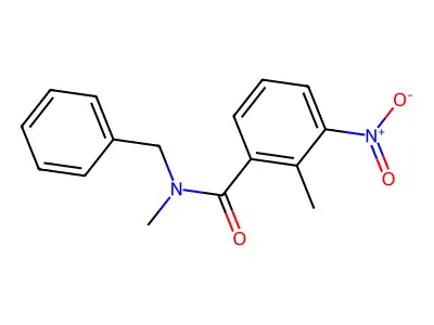 N-benzyl-N,2-dimethyl-3-nitrobenzamide structure