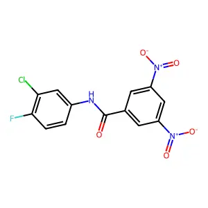 N-(3-chloro-4-fluorophenyl)-3,5-dinitrobenzamide structure