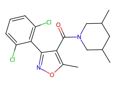 [3-(2,6-dichlorophenyl)-5-methyl-1,2-oxazol-4-yl](3,5-dimethylpiperidin-1-yl)methanone structure