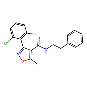 3-(2,6-dichlorophenyl)-5-methyl-N-(2-phenylethyl)isoxazole-4-carboxamide structure