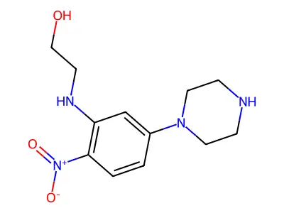 2-[(2-Nitro-5-piperazin-1-ylphenyl)amino]ethanol structure