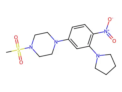 1-Methylsulfonyl-4-(4-nitro-3-pyrrolidin-1-ylphenyl)piperazine structure
