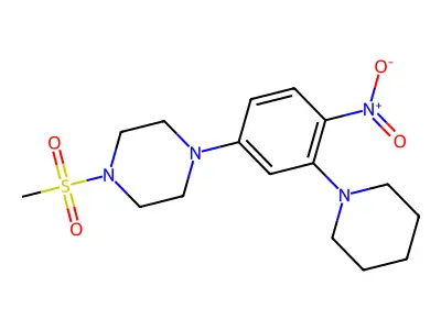 1-Methylsulfonyl-4-(4-nitro-3-piperidin-1-ylphenyl)piperazine structure