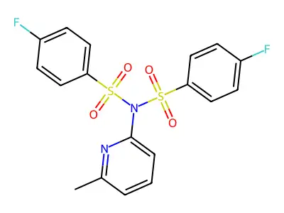 4-fluoro-N-[(4-fluorophenyl)sulfonyl]-N-(6-methylpyridin-2-yl)benzenesulfonamide structure