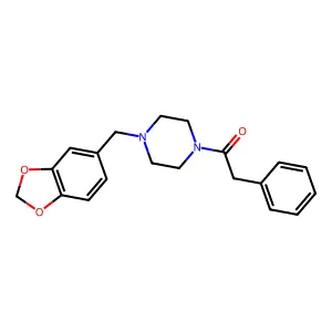 1-[4-(1,3-Benzodioxol-5-ylmethyl)piperazin-1-yl]-2-phenylethanone structure