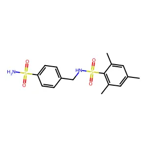 2,4,6-trimethyl-N-[(4-sulfamoylphenyl)methyl]benzenesulfonamide structure