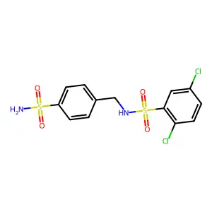 2,5-dichloro-N-[(4-sulfamoylphenyl)methyl]benzenesulfonamide structure