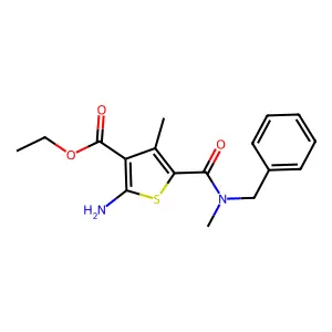 Ethyl 2-amino-5-[benzyl(methyl)carbamoyl]-4-methylthiophene-3-carboxylate structure