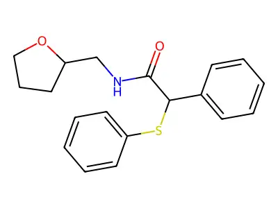 N-(oxolan-2-ylmethyl)-2-phenyl-2-phenylsulfanylacetamide structure