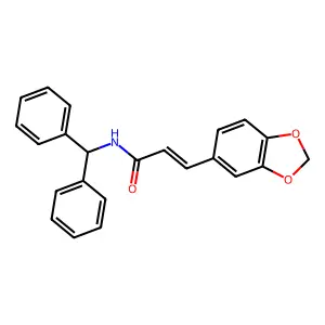 (E)-N-benzhydryl-3-(1,3-benzodioxol-5-yl)prop-2-enamide structure